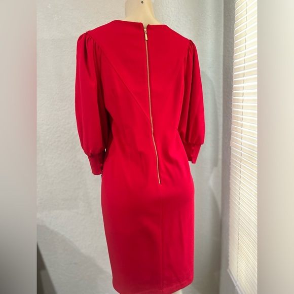 CALVIN KLEIN Jewel-Neck Puff-Sleeve Sheath Dress Women's size 8 - Picture 14 of 15